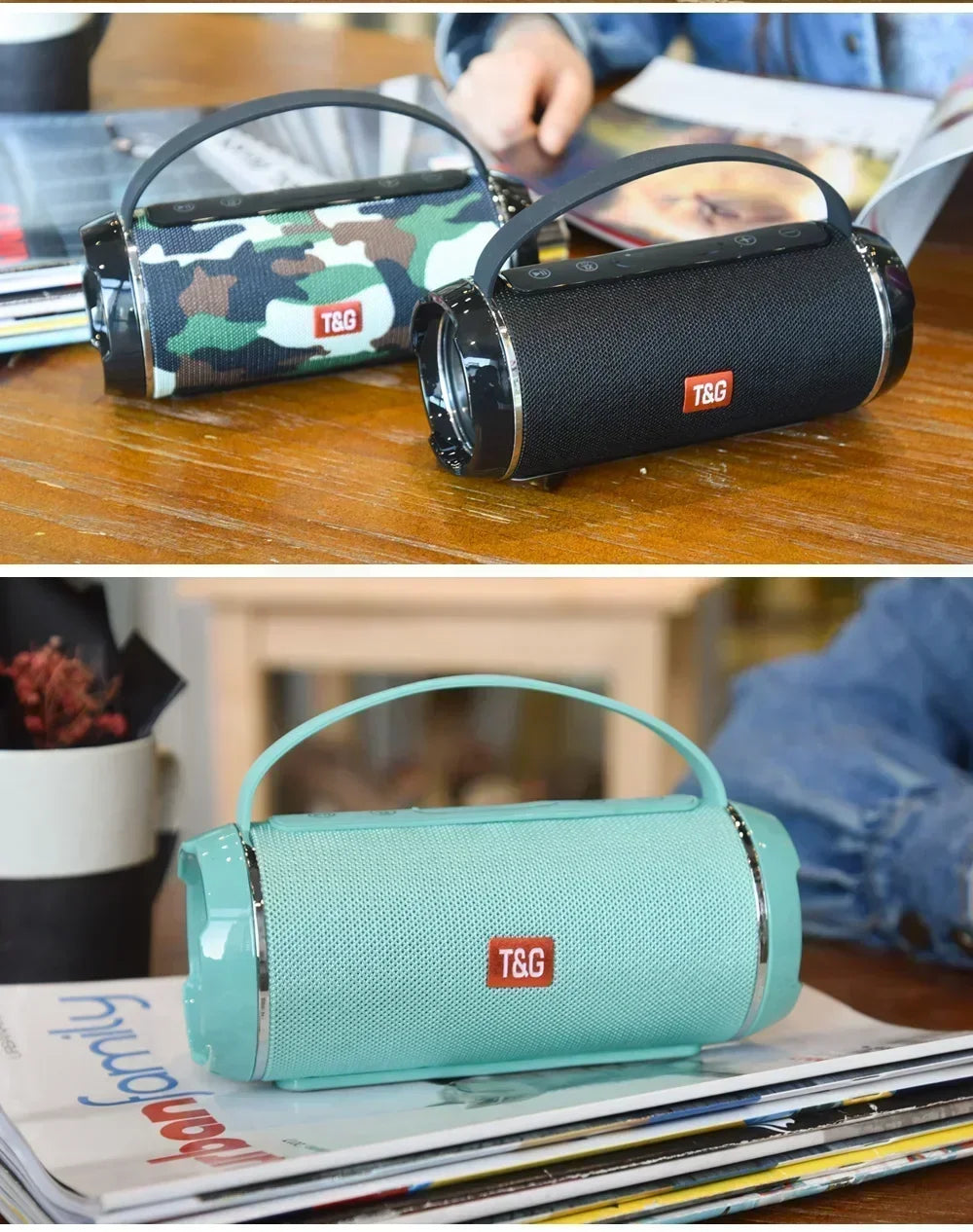 T&G Bluetooth Speaker TG116c TWS Wireless Powerful Box Portable Outdoor Speakers Waterproof Subwoofer 3D Stereo Sound HandsFree