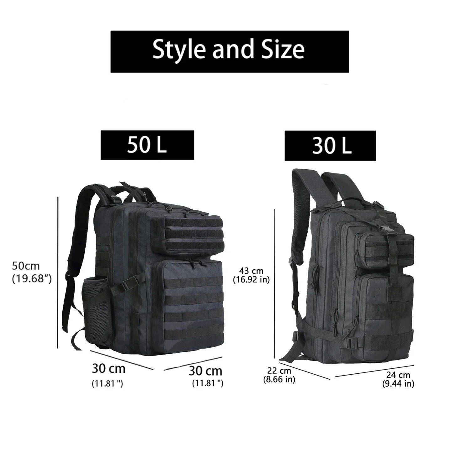 SYZM 30L/50L Large Capacity Men Tactical Backpack Softback Outdoor Rucksack Hiking Camping Hunting Sports Travel Bags