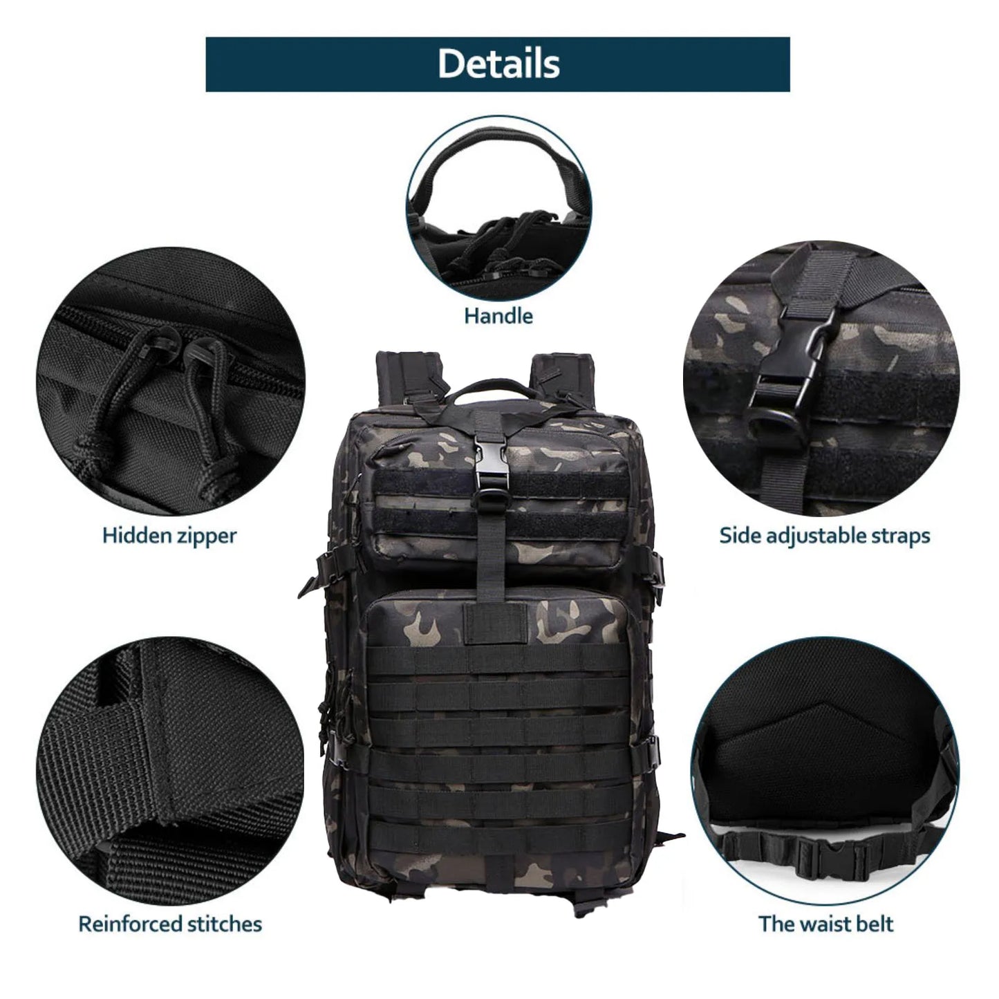 25L/50L Tactical/Fitness Backpack (No water bottle holders)