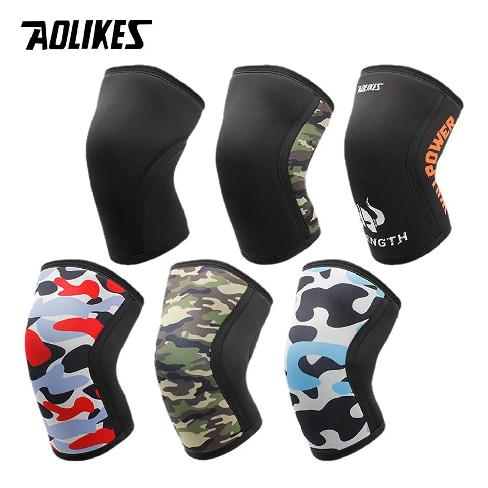 AOLIKES 7mm Neoprene Knee Sleeves for Weightlifting (Pair) Compression Knee Brace Support For Squats Crossfit Training Workout