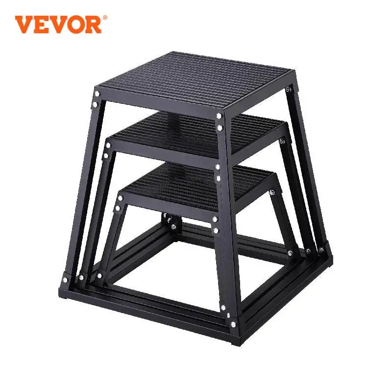 VEVOR 12/18/24/30 inch Plyometric Jump Boxes Plyo Box Platform Black For Home Gym Training Conditioning Strength Training 3/4pcs