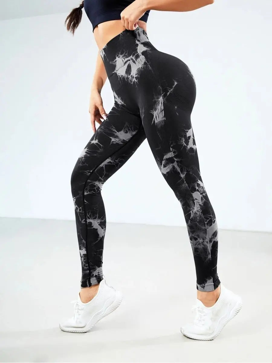 Women Tie Dye Yoga Pants Sports Leggings Seamless High Waist Push Up Tights Female Fitness Workout Leggins 2024 Gym Clothing